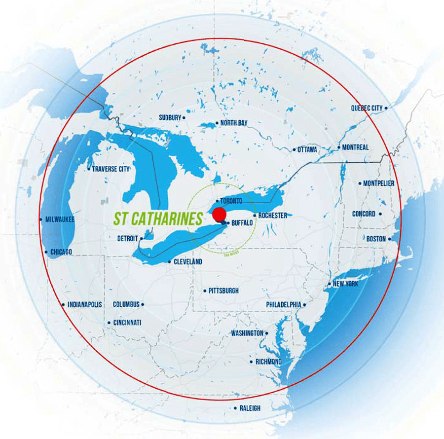 St. Catharines 500 Miles Map