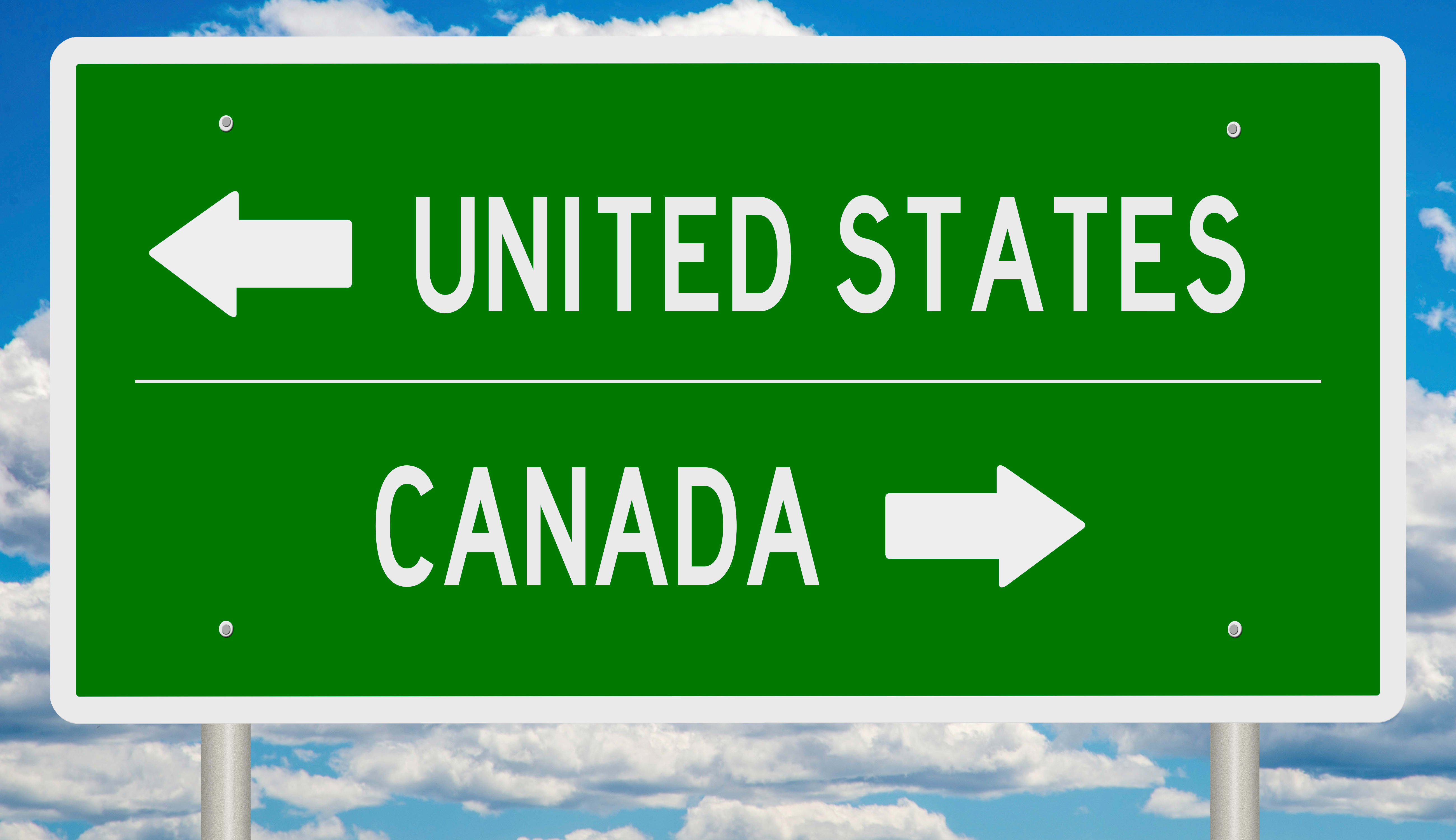 Sign showing United States and Canada