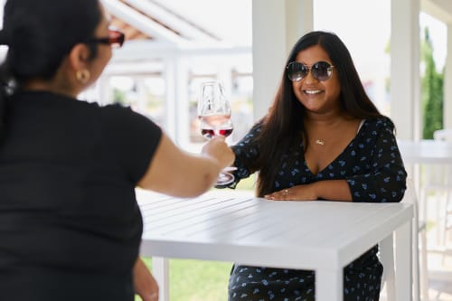 Friends at a winery in St. Catharines.