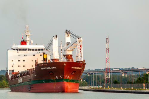 A ship transiting the Welland Canal